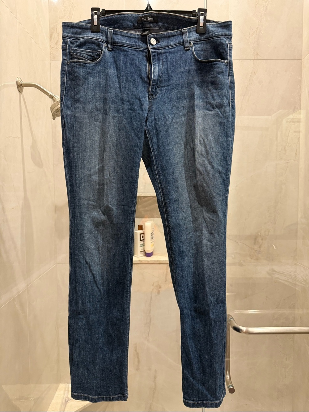 White House Black Market Women's Slim Straight Jeans in Dark Blue